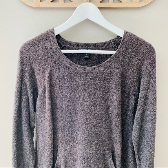 Barefoot Dreams CozyChic Lite Pullover Sweater Charcoal Sz Medium - Picture 2 of 9